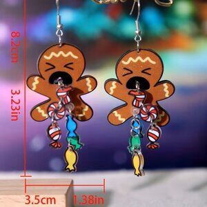 Funny Handmade Christmas Gingerbread Man Barfing Acrylic Earrings Z209